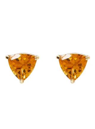 18 Karat Gold Citrine Trilliant Earrings 