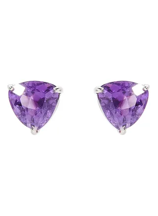 18 Karat White Gold Amethyst Trilliant Earrings 