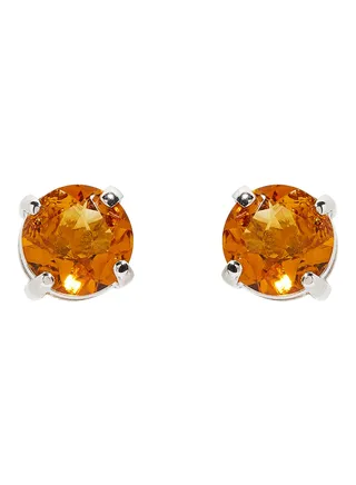 18 Karat Gold Citrine Round Earrings 
