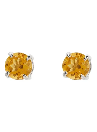 18 Karat White Gold Citrine Round Earrings 