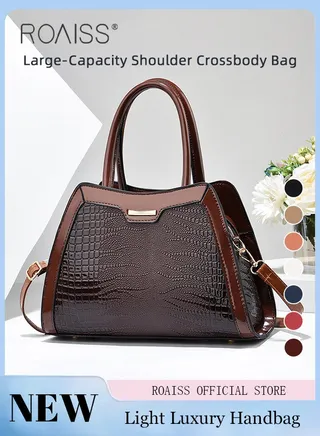 Classic Crocodile Pattern Handbag for Women Fashionable Texture Elegant Multi Compartment Design Crossbody Bag Simple Large Capacity Pillow Shape Exquisite Personality Shoulder Bags 