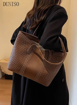 Women's Shoulder Tote Bag Faux Leather Handbag for Women Large Capacity Messenger Fashionable Travel Shoulder Bag for Ladies Girls College Students 