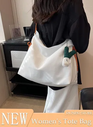 Women's Shoulder Tote Bag Canvas Handbag For Women Large Capacity Bucket Bag Fashionable Travel Messenger Shoulder Bag for Ladies Girls College Students 