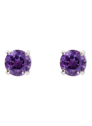 18 Karat White Gold Amethyst Round Earrings 