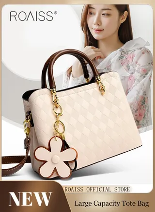 Fashionable And Versatile Large-Capacity Handbag Women'S Daily Commuting Business Crossbody Bag Pu Leather Material Diamond Print Adjustable Shoulder Strap Tote Bag 