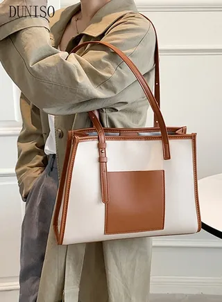 Women's Shoulder Tote Bag Faux Leather Handbag For Women Large Capacity Bucket Bag Fashionable Travel Messenger Shoulder Bag for Ladies Girls College Students 