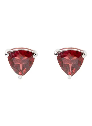 18 Karat White Gold Garnet Trilliant Earrings 