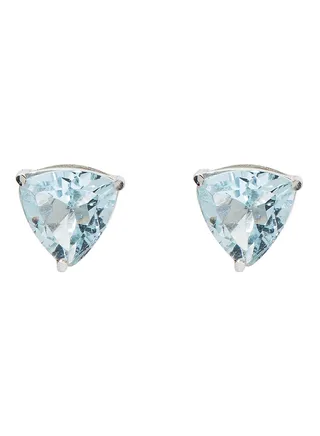 18 Karat White Gold Aquamarine Trilliant Earrings 