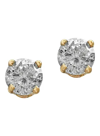 14K Yellow Gold and 0.75 TCW Diamond Stud Earrings for Women One Size 