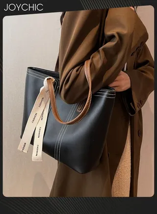 Fashionable Texture Women Large Capacity Shoulder Bag Lady Commuter Tote Bag Messenger Soft Leather Handbag for College Student Office Work Outdoor Black 