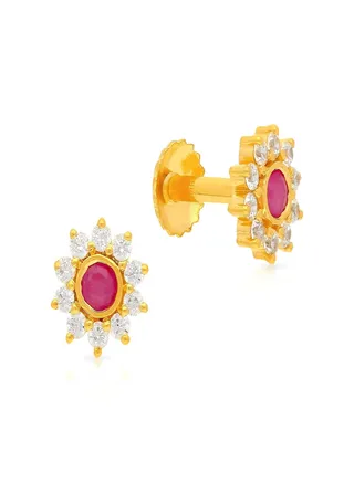22 Carat 916 Purity Yellow Gemstone Earring PGNTRA135ER5Y for Women 