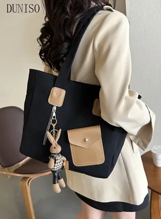 Women's Shoulder Tote Bag Canvas Handbag for Women Large Capacity Messenger Fashionable Travel Shoulder Bag for Ladies Girls College Students 