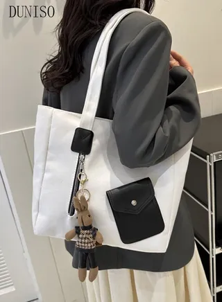 Women's Shoulder Tote Bag Canvas Handbag for Women Large Capacity Messenger Fashionable Travel Shoulder Bag for Ladies Girls College Students 