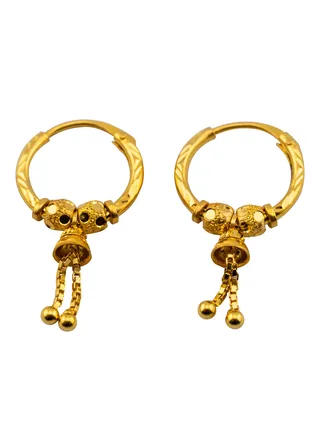 Bell Hoops 22K Gold Earrings 