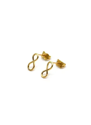 Real Gold Plain Infinity Stud Earring Set 9918 E1798 