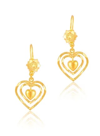 Discover Exquisite 22K Gold Heart Earrings 