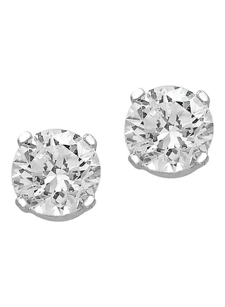 14K White Gold and 0.32 TCW Diamond Stud Earrings for Women One Size 