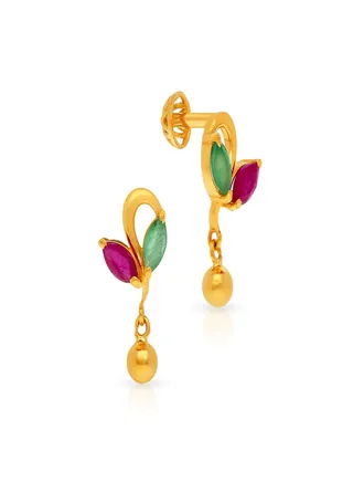 22 Carat 916 Purity Yellow Gold Gemstone Earring PGNKID008ER1_Y For Women 