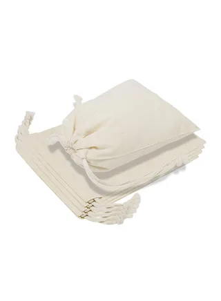 SYOSI Reusable Produce Bags, 12 Pack Muslin Bags with Drawstrings for Shopping and Storage, Natural Cotton Bags, Washable, Biodegradable, for Fruit Vegetable and More 