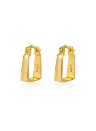 18K Gold Square Earrings For Women 