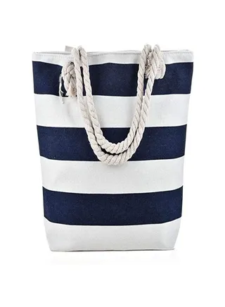 Large Canvas Shoulder Bag Beach Tote with Cotton Rope Handles 