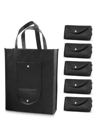 Reusable Grocery Shopping Bags, 5 Foldable Grocery Bags, Sturdy and Heavy-duty with a Weight of 20 Pounds, Suitable for Shopping, Hiking, and Camping(Black) 