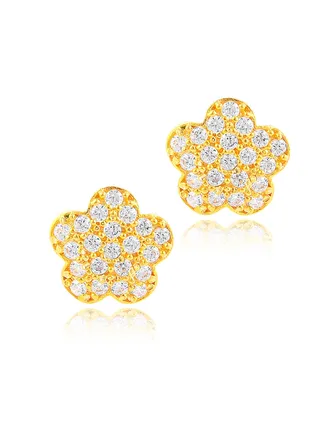 22kt Gold Flower Earrings for a Fresh Statement 