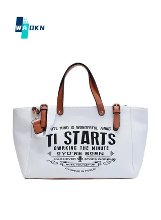 Women's European and American Style Large Capacity Shopper/Tote Bag, Girls Fashion Canvas Handbag Carry Bag Duffle Bag, Monogram Print Side Bag for College Students and Teenagers 