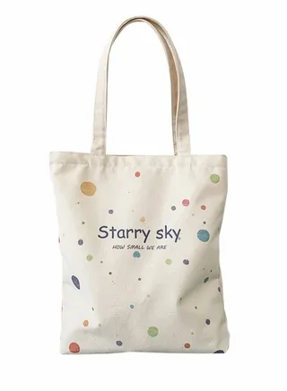 Cute Canvas Tote Bag with Separate Packaging Grocery Bags 