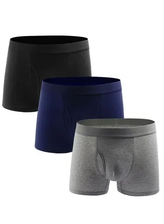 3PCS Men Breathable Underwear Boxer Brief Sets 