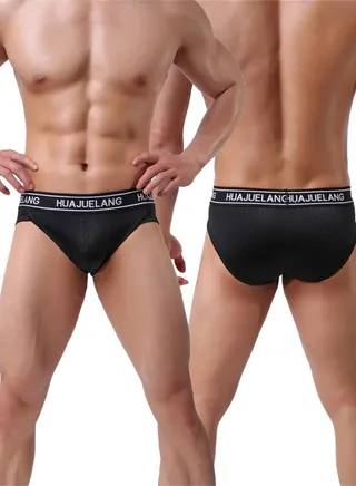 Men's Low Waist Underwear Briefs Black 