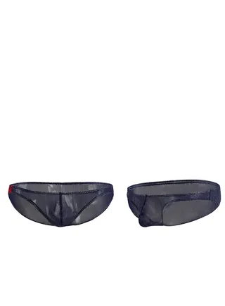 Men's Underwear Low - Waisted Briefs With See-through Mesh Yarn Black 