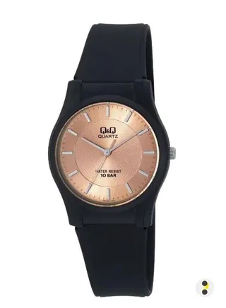 Q&Q Watch Unisex, Quartz Movement, Analog Display, Black Resin Strap-VQ02J007Y 