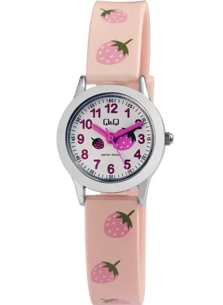 Q&Q Watch for Women, Quartz Movement, Analog Display, Pink Rubber Strap-QC29J304Y 