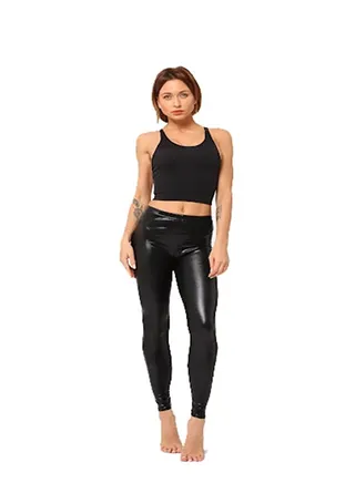Women's Shiny High Waist Stretch Leather Leggings 