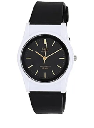 Q&Q Watch Unisex, Quartz Movement, Analog Display, Black Resin Strap-VP26J012Y 