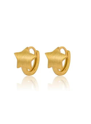 18K Gold Five Point Star Earrings For Women 