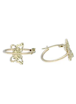 Gold Butterfly Clip on Hoop Earrings 18KT - FKJERN18KU3132 