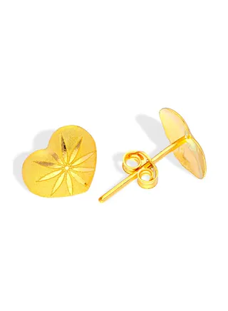 Gold Heart Shaped Stud Earrings 18KT - FKJERN18KU3009 