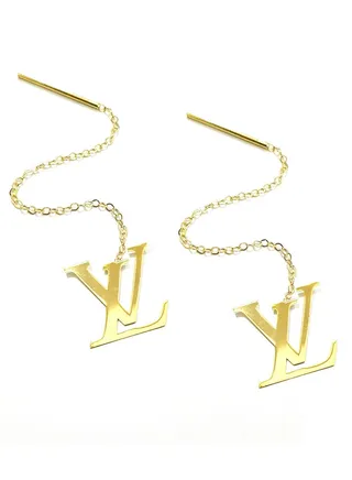 18K Pure Gold Elegant Design Dangling Earrings 