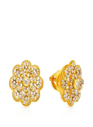 22 Carat 916 Purity Yellow Gold Uncut Diamond Earring EGNPRE095ER1Y For Women 