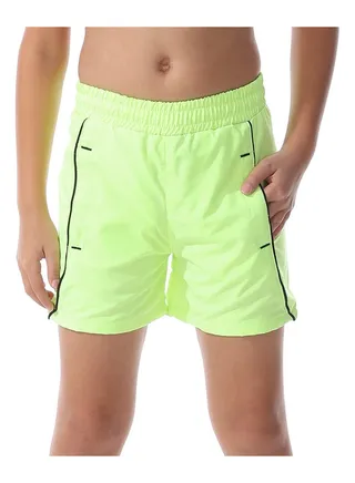 Boys Elastic Waist Plain Swim Short _ Lime Green 