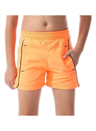 Neon Orange Boys Swim Board Short_Orange 