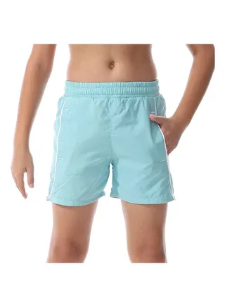 Boys Elastic Waist Plain Swim Short _ Aqua 