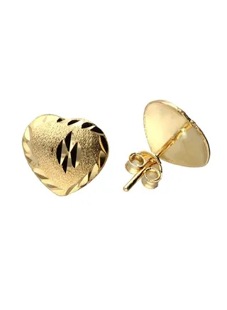 Gold Heart Shaped Stud Earrings 18KT - FKJERN18KU3045 
