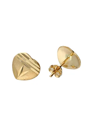 Gold Heart Shaped Stud Earrings 18KT - FKJERN18KU3039 