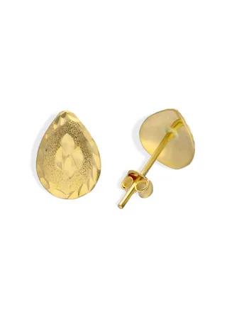 Gold Pear Shaped Stud Earrings 18KT - FKJERN18KU3055 