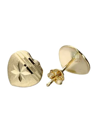 Gold Heart Shaped Stud Earrings 18KT - FKJERN18KU3042 