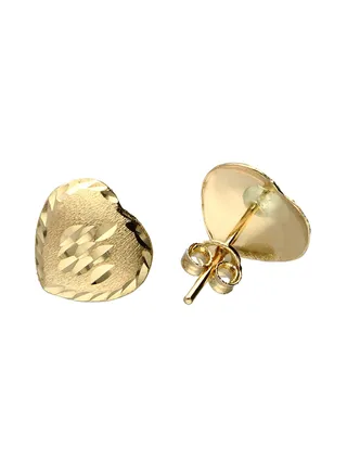 Gold Heart Shaped Stud Earrings 18KT - FKJERN18KU3049 