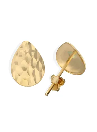 Gold Pear Shaped Stud Earrings 18KT - FKJERN18KU3052 